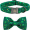 Elegant little tail St. Patrick's Day Dog Collar, Dog Collar with Bow, Green Clover Dog Collar Pet Gift Dog Bowtie Adjustable Dog Collar for Large...