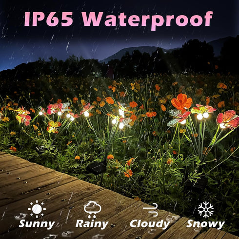 Garden Solar Light Outdoor Decorative, Swaying Butterfly Light, Swaying in The Wind, Solar Outdoor Lights, Yard Patio Pathway Decoration(2 Pack)...