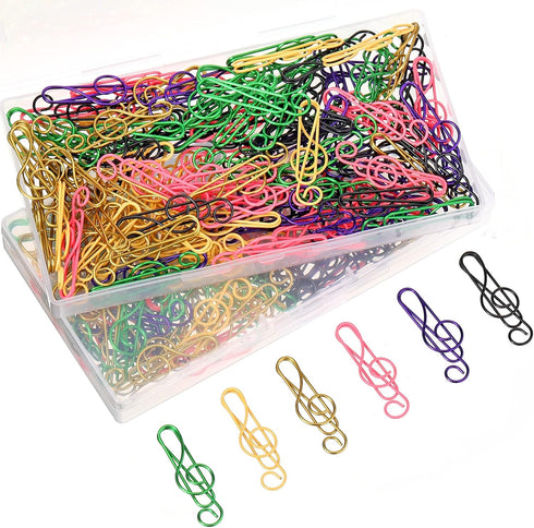 Outus 200 Pcs Music Paper Clips 6 Colors Metal Musical Notes Paper Clips Treble Clef Paper Clips Funny Music Teacher Gifts for Desk Bookmark Offic...