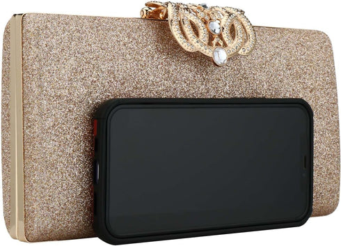 EROUGE Leather Sparkling Evening Clutch Purse Women Designer Handbag for Wedding Party...