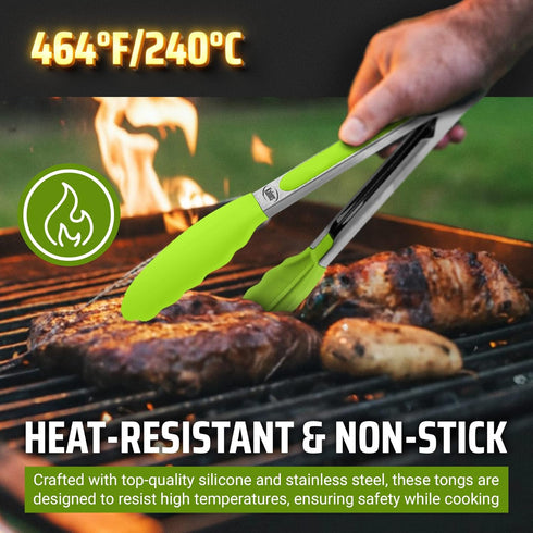 Kaluns Kitchen Tongs for Cooking, Non Stick Silicone Tip Stainless Steel Tongs, Set of Four 7,9, and 12 Inch Tong Plus Silicone Spatula Non-stick,...