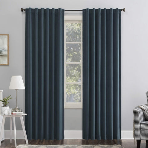 Sun Zero Hampshire Velvet Noise Reducing Thermal Extreme Total Blackout Back Tab Curtain Panel, 50" x 96", Teal...