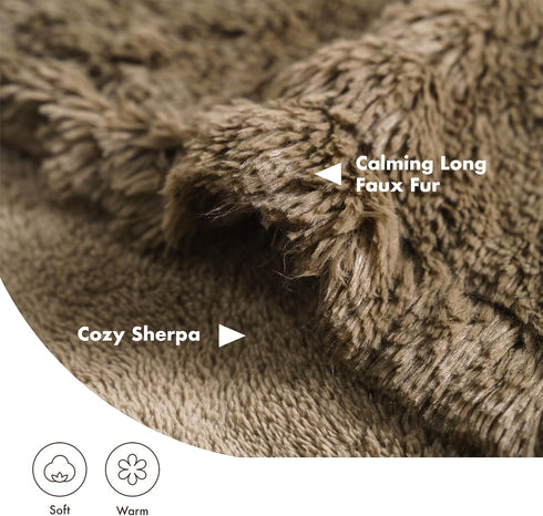 gogobunny Waterproof Plush Long Faux Fur Pet Throw Blanket Ultra Soft Fluffy Bed Couch Cover Washable - Premium Flannel Calming Blankets for Dog P...