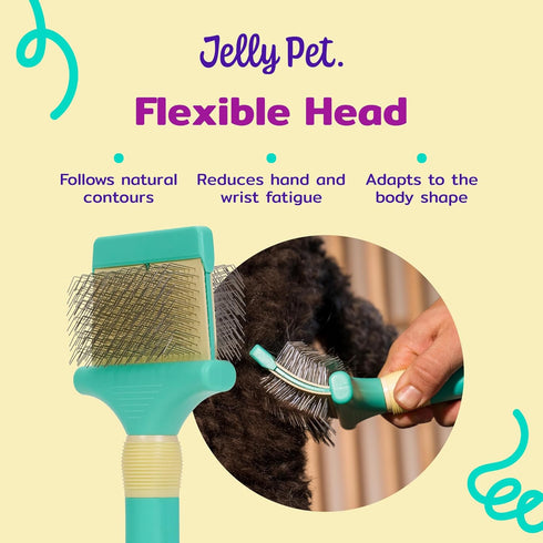Double Sided Dog Slicker Brush, Longer Pins, Flexible Head, Fine/Coarse Sides, Removes Unwanted Tangles, Small, Purple...