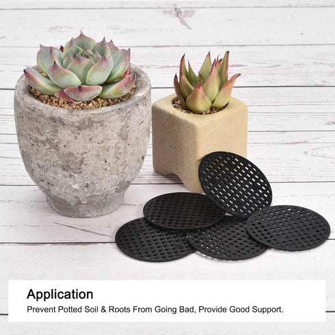 MECCANIXITY 30 Pcs Flower Pot Hole Mesh Pad 2.2" Invisible Rigid Round Plastic Bottom Grid Drainage Screens Prevent Soil Loss for Flower Plant, Bo...
