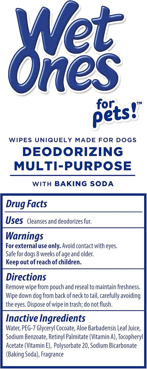 Wet Ones for Pets Deodorizing Multi-Purpose Dog Wipes With Baking Soda | Dog Deodorizing Wipes For All Dogs in Tropical Splash Scent, Wet Ones Wip...