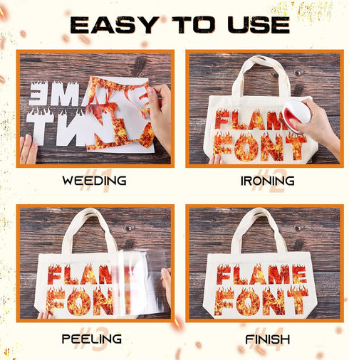 Tintnut Flame HTV Burning Fire Heat-Transfer-Vinyl-12x10 inch 6 Sheet Fire Patterned HTV Heat Transfer Vinyl T-Shirts Hats Clothing DIY Flame Iron...