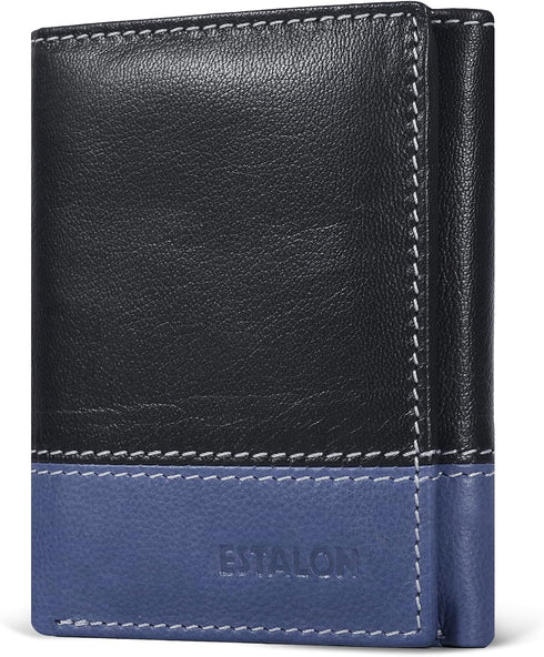ESTALON Leather Trifold Wallet For Men - RFID Blocking - 6 Card Slots, 2 Slip Pockets & 1 Front ID Window - Minimalist Design, Slim Wallet...