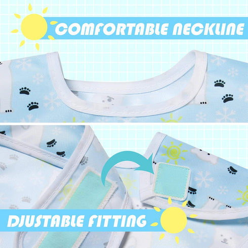 Little Dimsum 3 pack Baby Waterproof Bib Easy to Clean Feeding Weaning Bibs Adjustable Closed for Babies Toddlers with Large Pocket 6-36Months(Pen...