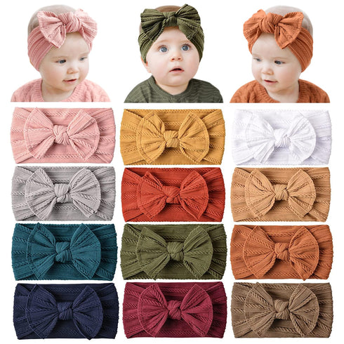 Prohouse 12 Pack Baby Nylon Headbands Hairbands Hair Bow Elastics Handmade Hair Accessories for Baby Girls Newborn Infant Toddlers Kids(Terracotta...
