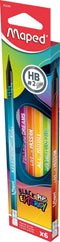 Maped 852000 - Egonomic Three-Sided Pencils Black'Peps Energy with Eraser Head - HB Medium - x6 Pens, Pack of 6...