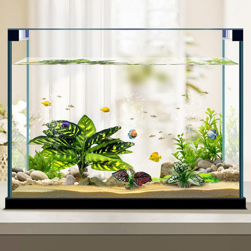 Reptile Artificial Plants, Terrarium Plants Decorations Supplies, Aquarium Fish Tank Plant, Amphibian Habitat Hideout Tank Accessories(L Set-3pcs/...