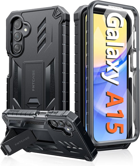 FNTCASE for Samsung Galaxy A15-5G Case: Military Grade Drop Proof Protection Phone Cover with Kickstand | Heavy Duty Rugged Full Body Protective S...
