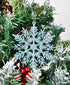 DearHouse 36pcs Plastic Snowflake Ornaments, Tiny Sparkling Glitter Snowflake Ornaments on String Hanger for Christmas Tree Decorations (Blue)...