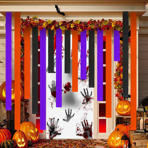 Kleeblatt Halloween Crepe Paper Streamers 8rolls, Halloween Party Decorations Backdrop, Black Orange Purple Paper Activities for Kids Art Supplies...