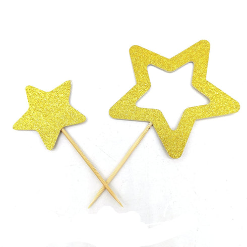 Gold Star Cupcake Toppers Star Cupcake Toppers Twinkle Little Star Decorations Birthday Cupcake Toppers Glitter Star Cake Decoration for Party Bir...