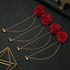 4pcs Rose Lapel Brooch with Hanging Chain, Handmade Rose Flower Brooch Badge Tassel Chain Men's Suit Accessories...