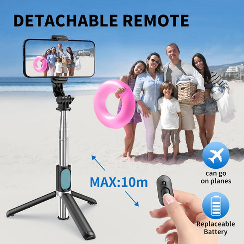Selfie Stick Tripod, All in One Extendable & Portable Selfie Stick with Wireless Remote Compatible with iPhone 14 13 12 11 pro Xs Max Xr X 8 7, Ga...