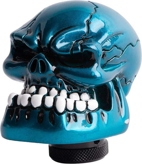 Skull Stick Shift Knob Resin Skeleton Head Shifter Knob Cool Style Shifter Lever Knob Fit Most Manual Automatic Car Tuck Vehicle, TA40C, Blue 2...