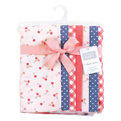 Hudson Baby Unisex Baby Flannel Burp Cloth 7pk, Cherry Sweet, One Size...