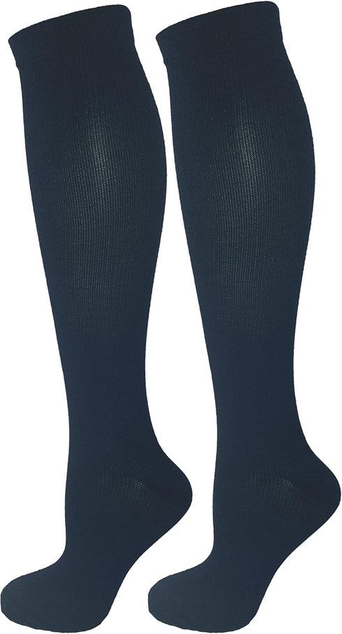 2 Pair Navy Blue Small/Medium Ladies Compression Socks, Moderate/Medium Compression 15-20 mmHg. Therapeutic, Occupational, Travel & Flight Knee-Hi...