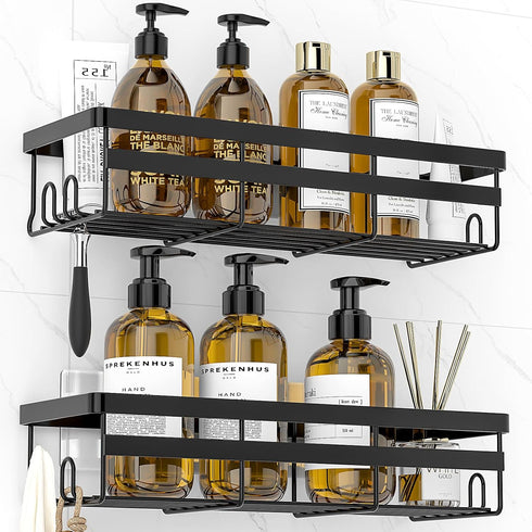 WOWBOX Shower Caddies 2 Pack - Adhesive Hanging Shower Shelf - Bathroom Organizers and Storage, No Drilling Stainless Shower Shelves for Home Deco...