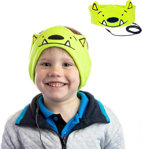 CozyPhones Over The Ear Headband Headphones - Kids Headphones Volume Limited with Thin Speakers & Super Soft Fleece Headband - Whatif Monster......