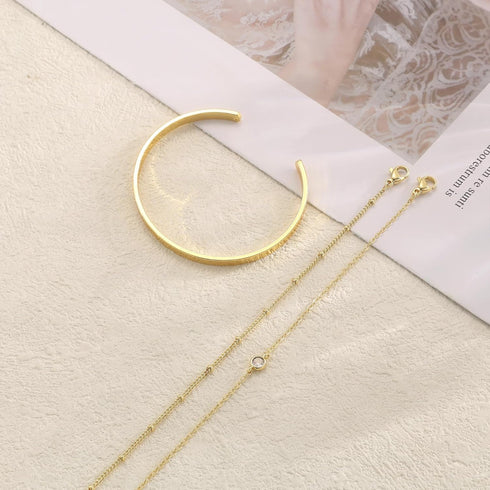 Moodear Dainty 14K Gold Stack Bracelet for Women - Trendy Bangle Cuff Figaro Satellite CZ Link Chain Bracelets Adjustable Waterproof...