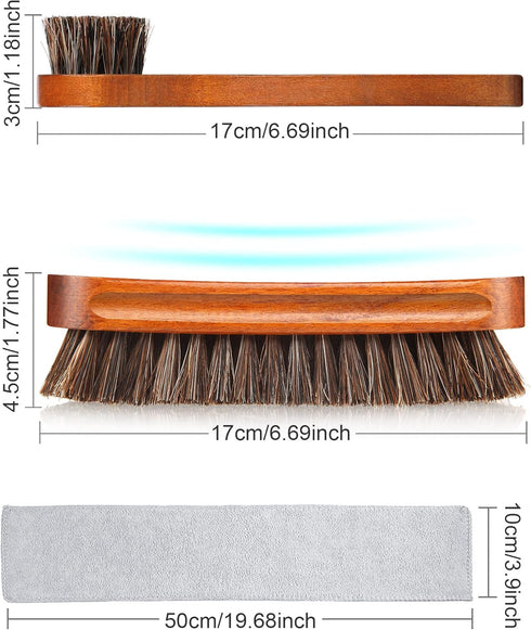 3 Pieces Horsehair Shine Shoes Brush kit Polish Dauber Applicators (F)...