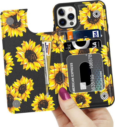 LETO for iPhone 13 Pro Max Case,Flip Folio Leather Wallet Cover with Fashion Designs for Girls Women,Card Slots Kickstand Protective Phone Shell 6...