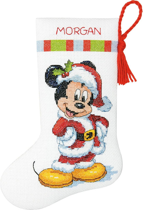 Dimensions Mickey Mouse Christmas Stocking Counted Cross Stitch Kit for Beginners, 14 Count White Aida Cloth, 10''L...