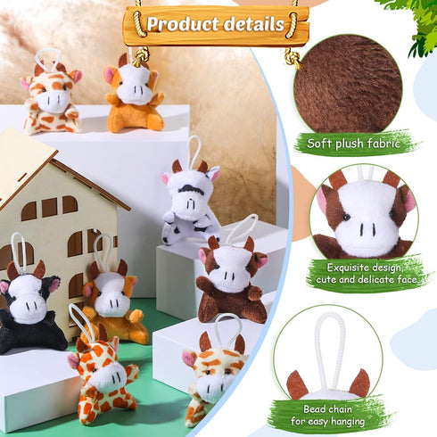 Aoriher 24 Pcs Horse Plush Stuffed Animal Horses Keychain Mini Horse Toys 3.15 Inch Horse Party Favor with Detachable Chain for Farm Themed Birthd...