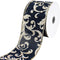 Homeford Christmas Glittered Scroll Filigree Faux Linen Wired Ribbon, 2-1/2-inch, 10-Yard, Navy...