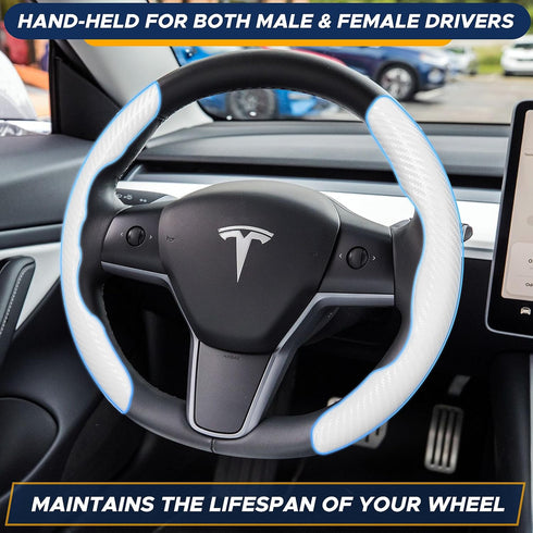 Econour Steering Wheel Cover Compatible with Tesla Model 3 2017 to 2023 and Model Y 2020 to 2023 | Non-Slip Carbon Fiber Steering Cover | Car Acce...