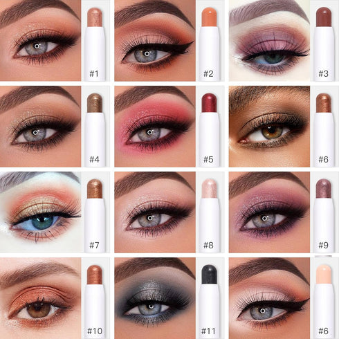 Cream Eye-Shadow Stick, Waterproof Cream Eyeshadow Pen Rotatable Creamy Eye Shadow Pencil Crayon, Matte and Shimmer Eyeshadow Makeup Stick with Sp...
