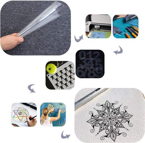 15 Pcs 7.5 mil Blank Stencil,8.5" x 11" Milky Translucent PET Stencils Sheets,Square Stencil Template Reusable Template Material for Making Your O...