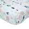 Lambs & Ivy Oceania 100% Cotton Fitted Crib Sheet - White with Blue Nautical/Aquatic Fish and Octopus...