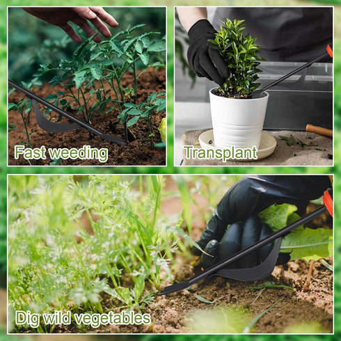 Hand Weeder Tool, Stainless Steel Weed Puller Tool Gardening Manual Hand Weeding Extractor with V Shaped Fork & Level Base Weed Uprooter to Pull o...