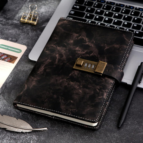 CAGIE Marble Diary with Lock for Girls, Waterproof Journal with Lock 192 Pages Secret Women Locked Diary with Pen, Password Locked Journals for Me...