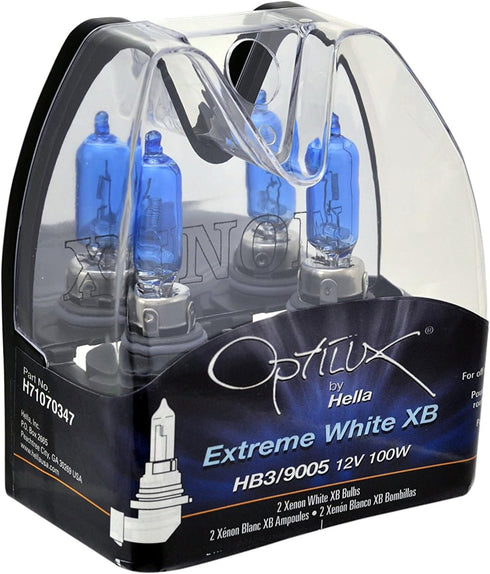 Hella H71070347 Optilux XB Series HB3 9005 Xenon White Halogen Bulbs, 12V, 100W, 2 Pack...
