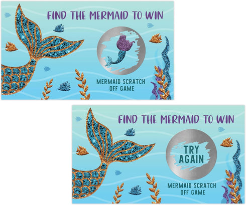 Mermaid Scratch Off Game - Mermaid Baby Shower Girls Birthday Party Activity - 28 Lottery Ticket Raffle Cards...