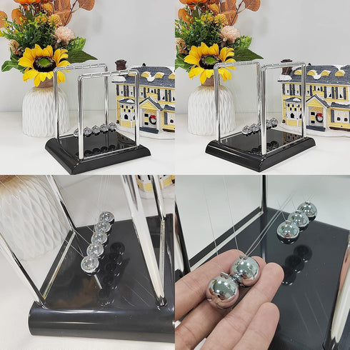 Newtons Cradle Balance Pendulum, Swinging Kinetic Balls, Fun Science Learning Accessories Physics Toy, Calm Down Fidgets Kit, Desk Toys for Stress...