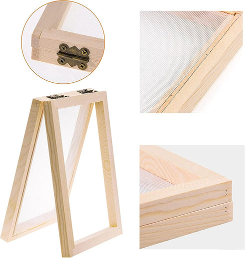 Cayway 8 Pack Dried Flower Paper Craft Set Include 5 x 7 Inch Wooden Paper Making Mold Frame, Dried Flowers, Replace Mesh Cloth...