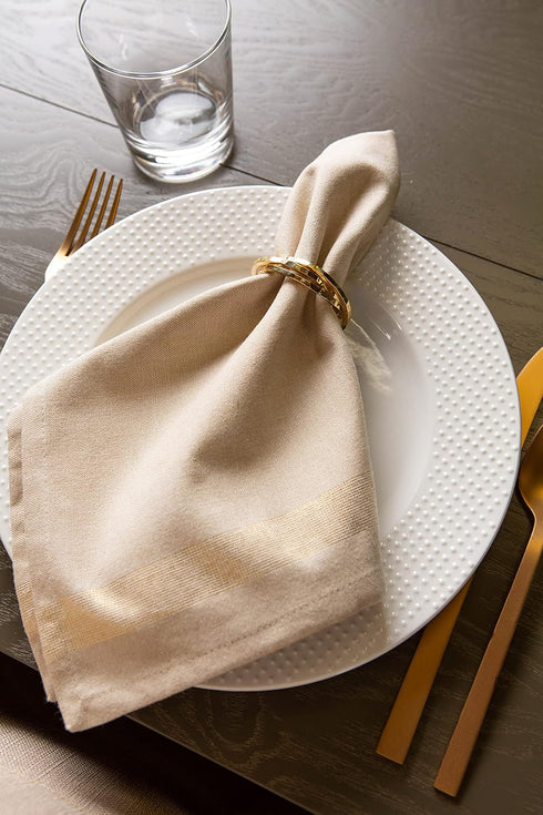 DII Holiday Dining Table Linen Sparkle Metallic Kitchen Décor, Napkin Set, 20x20, Gold Metallic Stripe, 6 Piece...