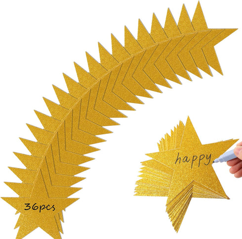 60Pcs Glitter Star Cutouts Paper Double Printed Paper Stars Cutouts Bulletin Board Stars 6 Inch Stars Decoration Star Wall Decor for Bulletin Boar...