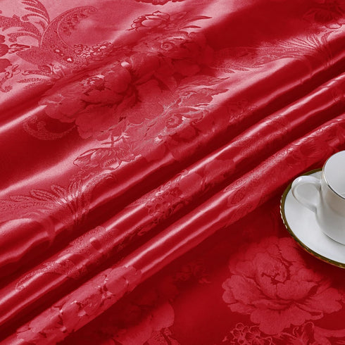 Satin Jacquard Fabric, 49" Wide Peony Pattern Shiny Silky Brocade Fabric for Dress, Shirts, tablecloth, table Runner, Wedding Decor, DIY Crafts, 3...