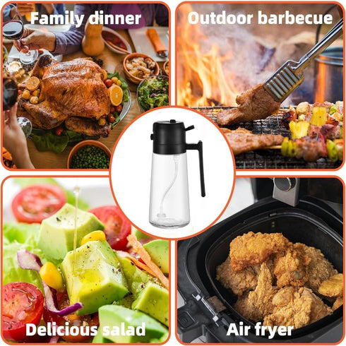 2 in 1 Oil Dispenser and Oil Sprayer, Upgraded Food-grade 16oz/470ml Oil Sprayer for Cooking, Olive Oil Sprayer Bottle Oil Sprayer Mister Oil Spri...