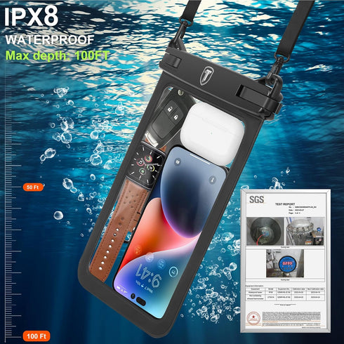 Double Space Waterproof Phone Pouch Case for Motorola Moto G Stylus G Power G 5G G Pure G Play Edge, 8.5" Large Underwater Phone Holder Cellphone ...