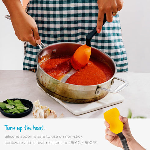 Dreamfarm Supoon Non-Stick Sit-Up Silicone Scraping, Serving, Cooking Spoon Measures 5ml Tsp & 15ml Tbsp - 11" Green...