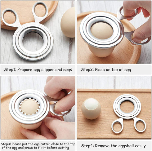 Boao 2 Pieces Egg Topper Cutter Stainless Steel Boiled Egg Cutter Cracker Shell Scissors Opener for Kitchen Tool Supply...